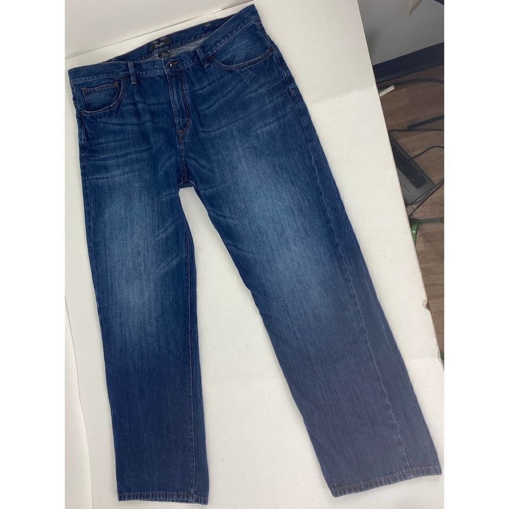 Sean John Jeans Blue Leather Patches 100% Cotton - Size 42